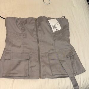 Forever 21 Silver Strapless Top